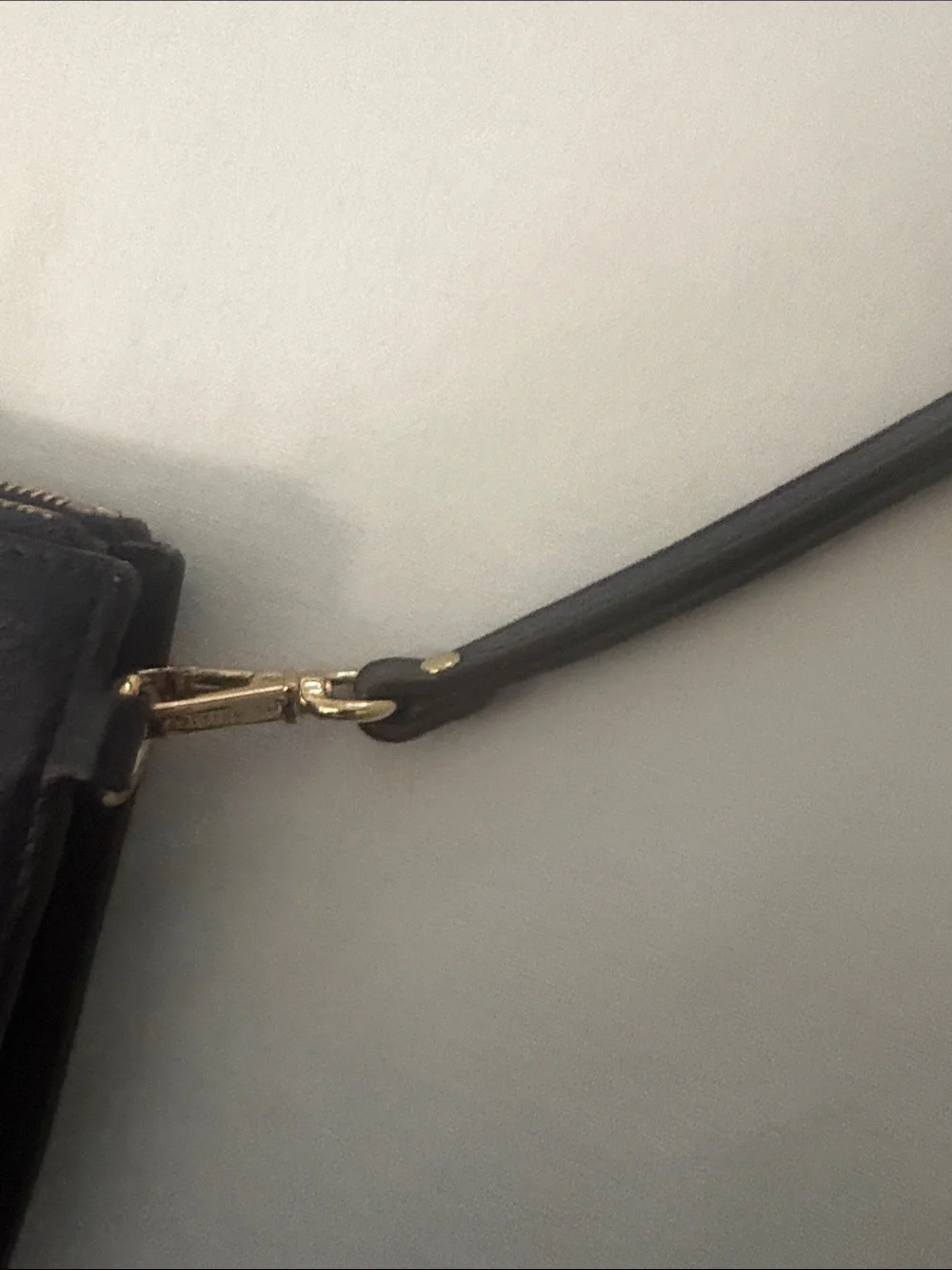 Michael Kors Navy Leather Wristlet with Gold Logo